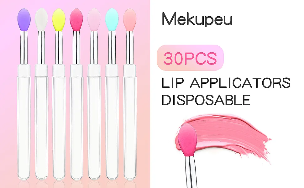 8PCS Reusable Lipstick Applicator Brush Lipstick Brushes with Cap Lip Applicator Brushes Makeup Beauty Gloss Cream Eyeshadow Balm (pink) - MIX COLOR LIP BRUSH