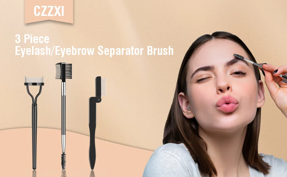 3PCS Eyelash Comb Lash Separator Brow Brush & Eyebrow Spoolie for Removes Clump Mascara 3 Piece Set - eyelash comb
