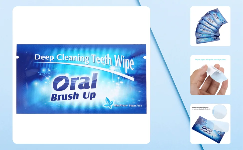 Teeth Wipe Cloth 50Pcs Wipes Clean Teeth Wipe Cloth Tooth Cleansing Tool for Oral Deep Cleaning - JM08630-1