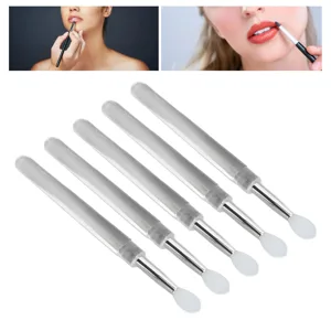 15pcs Silicone Lip Brush Transparent Handle Dustproof Lid Reusable Lipstick Applicator Gentle Application Lip Mask White - 1410230120011-2