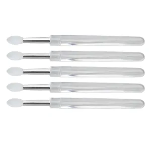 15pcs Silicone Lip Brush Transparent Handle Dustproof Lid Reusable Lipstick Applicator Gentle Application Lip Mask White - 1410230120011-3