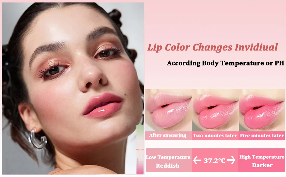 6 Pcs Color Changing Lipstick Lip Balm Magic Temperature PH Color change Lipstick Moisturizing No-Sticky Long Lasting Lip Gloss - Lip color changes invidiual