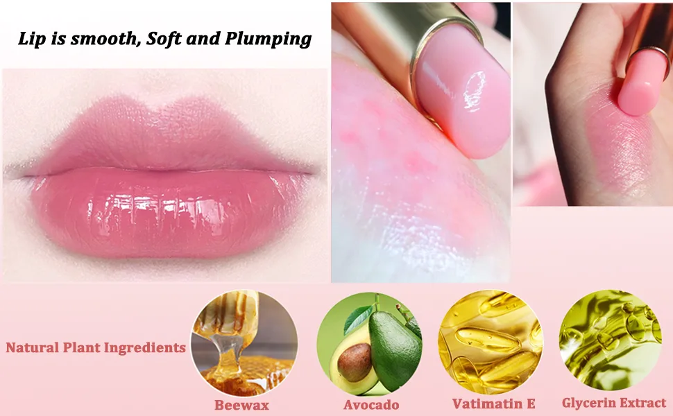 6 Pcs Color Changing Lipstick Lip Balm Magic Temperature PH Color change Lipstick Moisturizing No-Sticky Long Lasting Lip Gloss - lip is smooth, soft and plumping