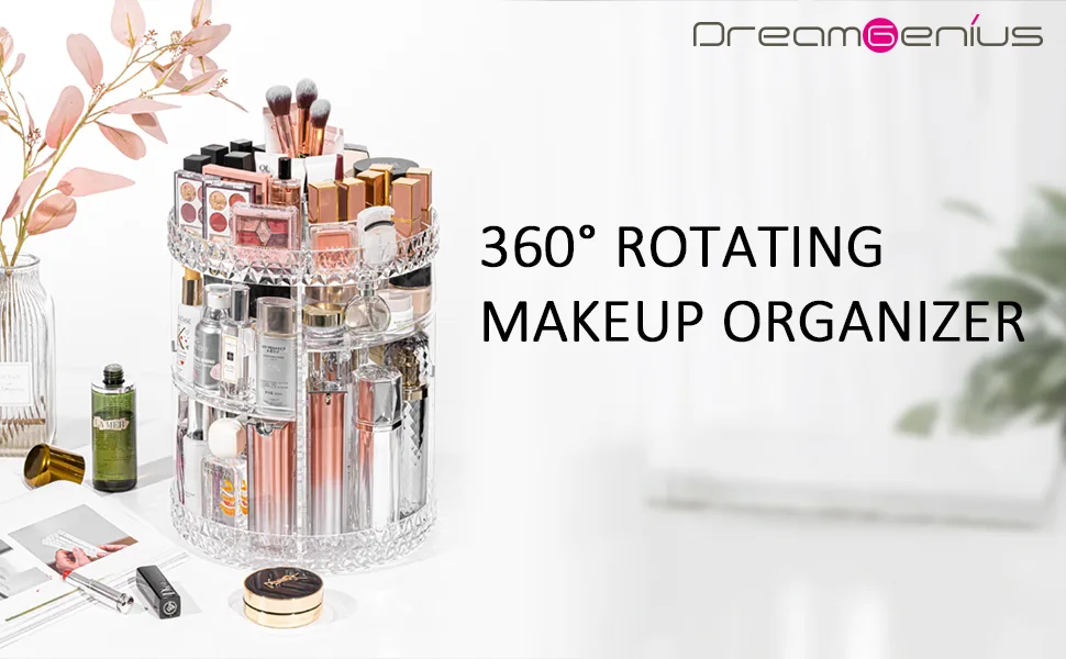 DreamGenius Makeup Organizer, 360 Degree Rotating Cosmetic Storage Organizer, 7-Layer Adjustable Makeup Display Case, Fits Jewelry Makeup Brushes and Lipsticks, Clear Acrylic - product information 2