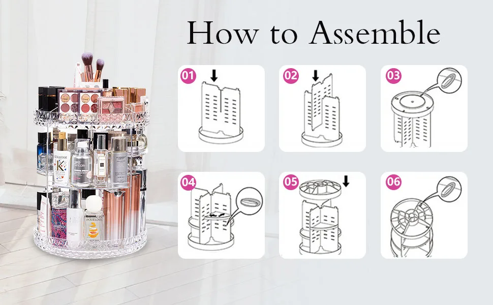 DreamGenius Makeup Organizer, 360 Degree Rotating Cosmetic Storage Organizer, 7-Layer Adjustable Makeup Display Case, Fits Jewelry Makeup Brushes and Lipsticks, Clear Acrylic - product information 6
