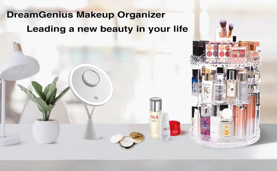 DreamGenius Makeup Organizer, 360 Degree Rotating Cosmetic Storage Organizer, 7-Layer Adjustable Makeup Display Case, Fits Jewelry Makeup Brushes and Lipsticks, Clear Acrylic - product information 7