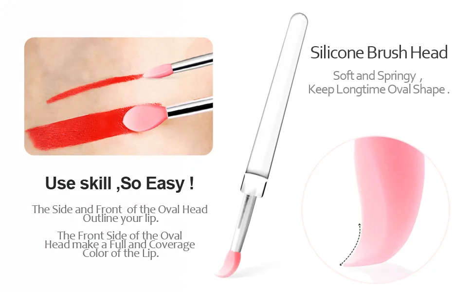 Silicone Lip Brush Lipstick Applicator Brushes with Cap 8PCS Reusable Makeup Brushes Lip Gloss Wands Cosmetic Tool Cream Applicator With Caps - silicone brush head