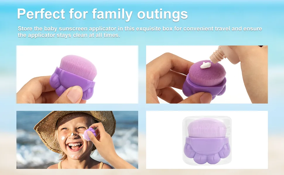WALLFID 4PCS Sunscreen Applicator for Kids Sunscreen Brush with Protective Case Sun Lotion Applicator with Protective Caps Perfect for Sun Cream Application - product information 1