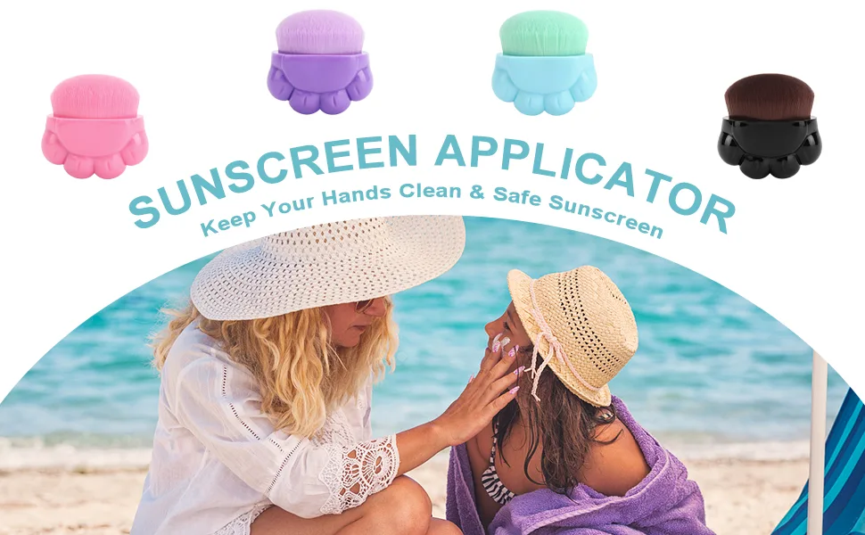 WALLFID 4PCS Sunscreen Applicator for Kids Sunscreen Brush with Protective Case Sun Lotion Applicator with Protective Caps Perfect for Sun Cream Application - product information 2