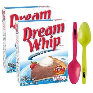 Dream Whip Whipped Dessert Topping Mix 2.6-Ounce Box (Pack of 2) with By The Cup Mood Spoons - product square