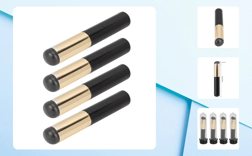 Silicone Lip Balm Brush 4PCS Round Head Mini Concealer Makeup Brush Easy to Clean for Home Office Travel - 1410230119111-1