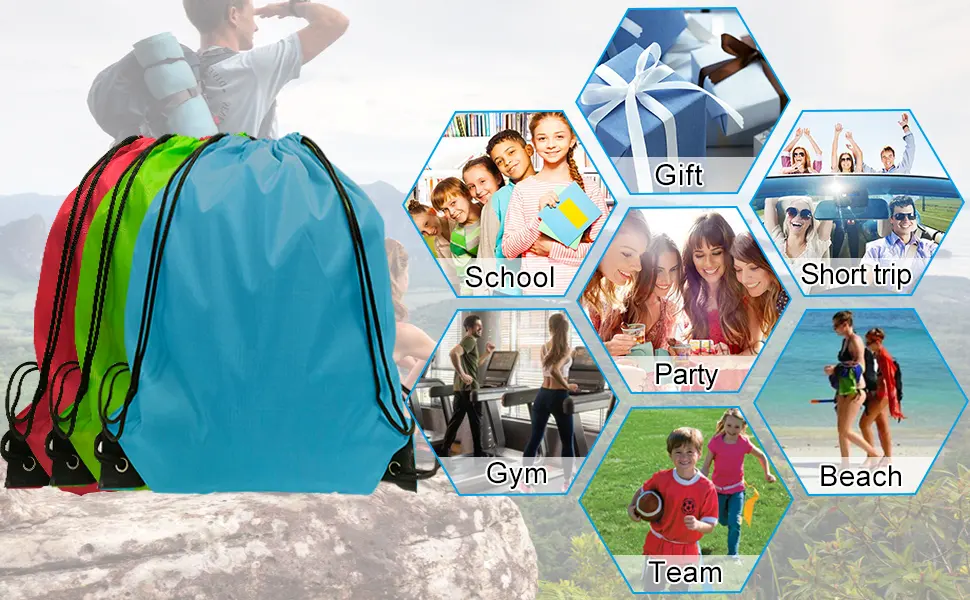 Drawstring Backpack 40 Pcs Cinch Bags Drawstring Bags Bulk Nylon Draw String Sport Bag 10 Colors 10 Colors 40 - drawstring bag bulk