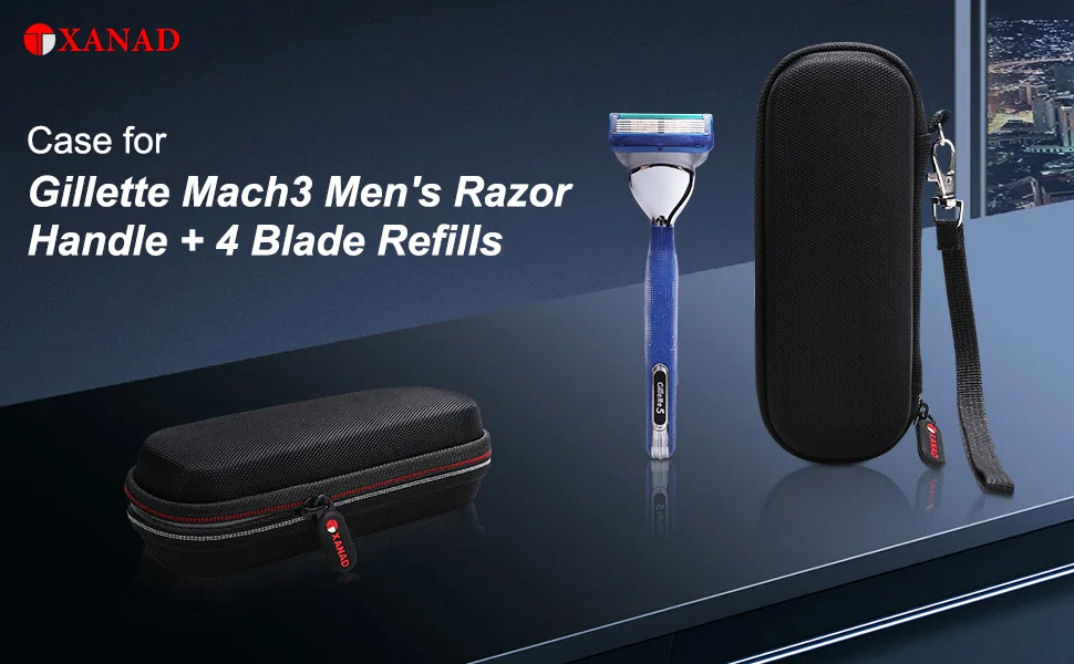 XANAD Hard Case for Gillette Mach3 Shield Men's Razor Handle + 4 Blade Refills - Case Only - that is easy to put in the package and take it wherever you want.