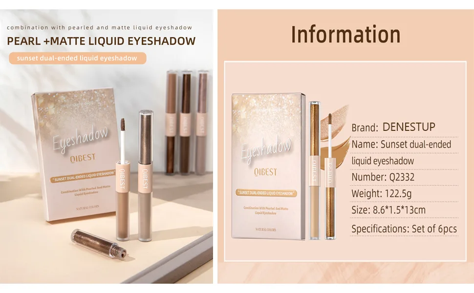 6Pcs Liquid Glitter Matte Eyeshadow Neutral Brown Liquid Glitter Eyeliner and Matte Cream Eyeshadow 2 in 1 Quick Drying Easy to Apply Long Lasting Shimmer Matte Eyeshadow Makeup Set - liquid glitter matte eyeshadow eyeliner and matte eyeshadow pearl and matte shimmer smudge