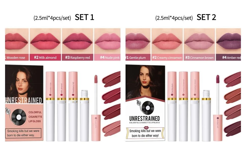 MAEPEOR Matte Lipstick Set 4 Colors Velvety All Day Lipstick Waterproof Long Lasting Lipstick Samples Case (Set 02) - Lipstick