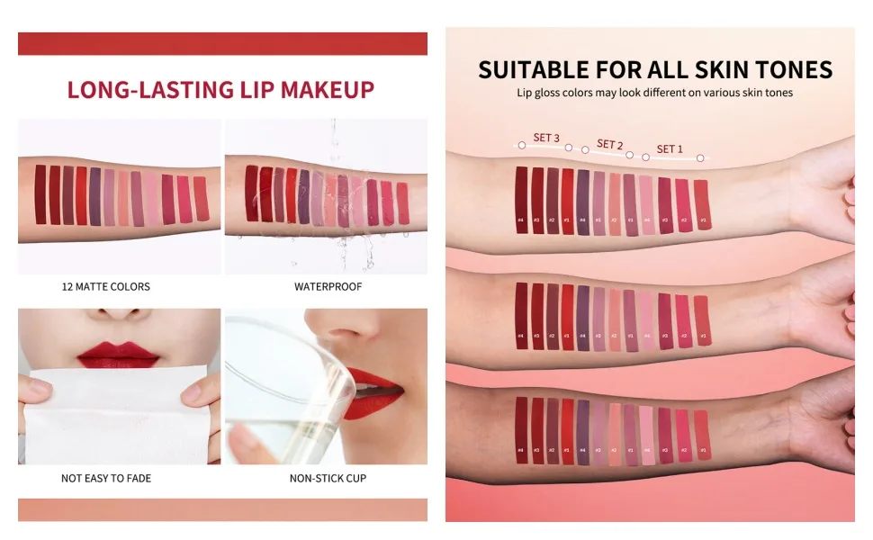 MAEPEOR Matte Lipstick Set 4 Colors Velvety All Day Lipstick Waterproof Long Lasting Lipstick Samples Case (Set 02) - Lipstick