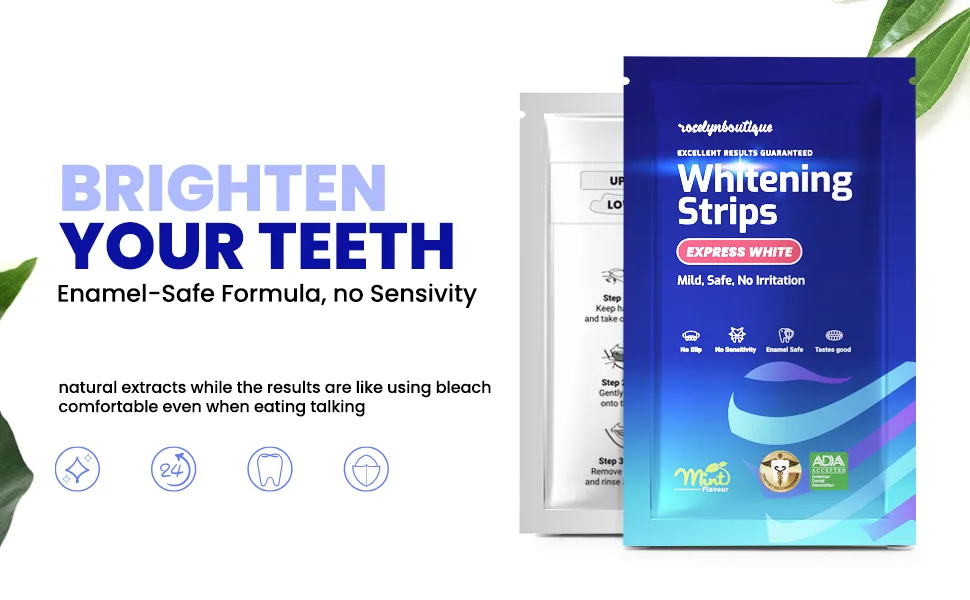 Whitening Strips Care Enamel Safe Natural Teeth Whitener Kit for Men Women (Mint 28 Strips) Mint 28 Count (Pack of 1) - intro