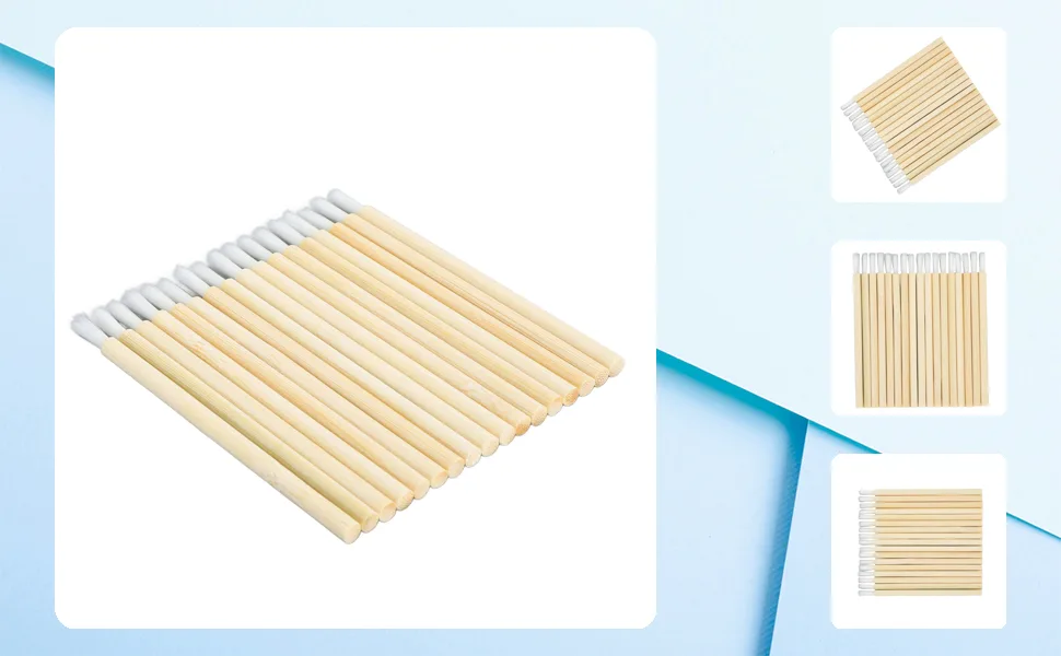 100pcs Disposable Bamboo Handle Lip Brush Portable Lip Brush Applicator Makeup Tool Lip Gloss Wand Eyelash Extension Lipstick Applicator for Kitchen Appliance - 1410240016011-1