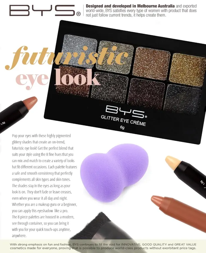 BYS Glitter Gel Makeup Palette 8 shades - Razzle Dazzle 1 Count (Pack of 1) Razzle Dazzle - product information 1