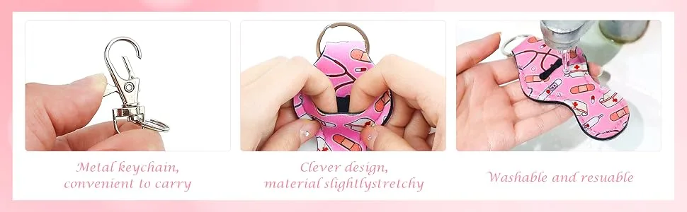 6 Pcs Chapstick Holder Keychain Lip Balm Holder with 6 Sets Keyring Clips for Lipstick Chapstick Lip Balm Lanyards - chapstick keychain holder