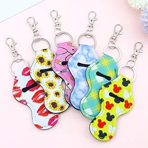 6 Pcs Chapstick Holder Keychain Lip Balm Holder with 6 Sets Keyring Clips for Lipstick Chapstick Lip Balm Lanyards - Lip Balm Holder