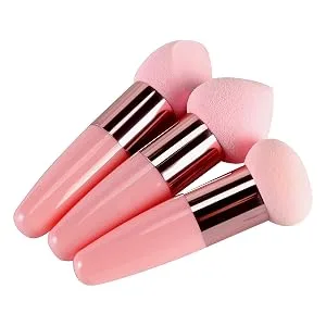 TEONEI Foundation Sponge Powder Blender Beauty Cosmetics Puff Sponge Applicator Makeup Brush Concealer Tool 3Pcs (Pink) - Foundation Sponge Powder Blender