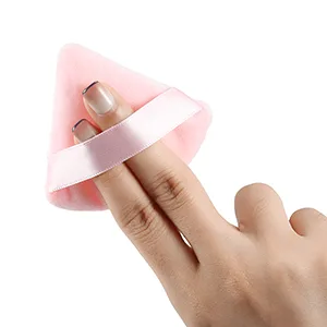 VOCOSTE 2 Pcs Loose Powder Puff Face Soft Triangle Puff Blender Beauty Makeup Tool Short Plush Pink - product information 3