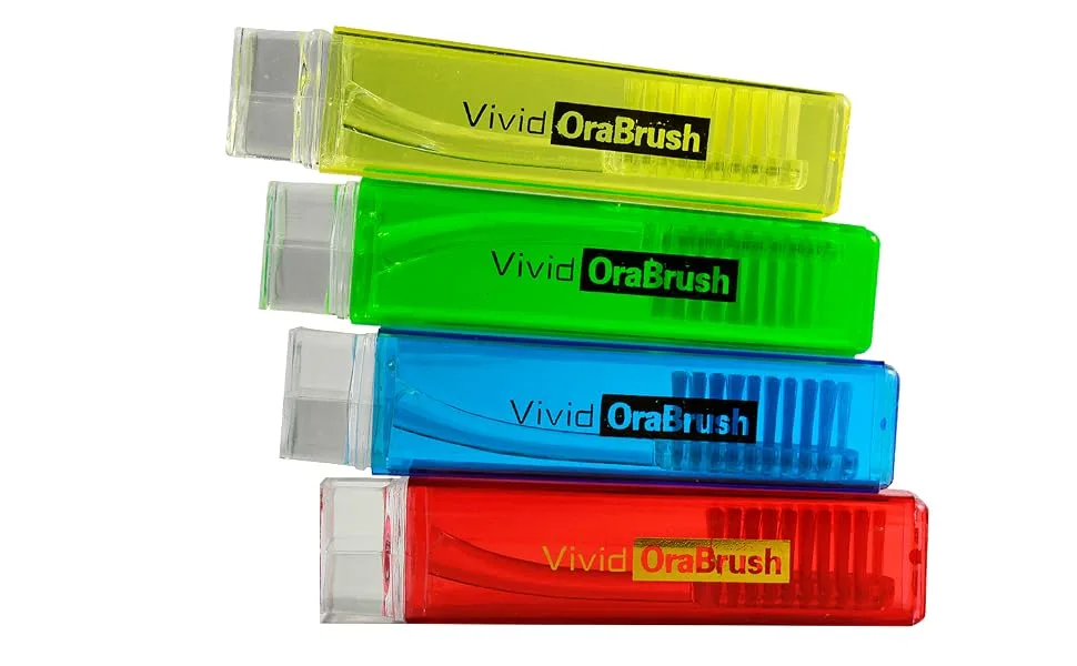 Vivid Orabush Foldable Travel Toothbrush Easy To Take for Travelling Assorted Colors Orabrush FreshNGo by Vivid (12 Pack) - product information 2