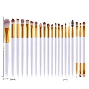 KOLIGHT Pack of 20pcs Cosmetic Eye Shadow Sponge Eyeliner Eyebrow Lip Nose Foundation Powder Makeup Brushes Sets (Black&White) - Precise size
