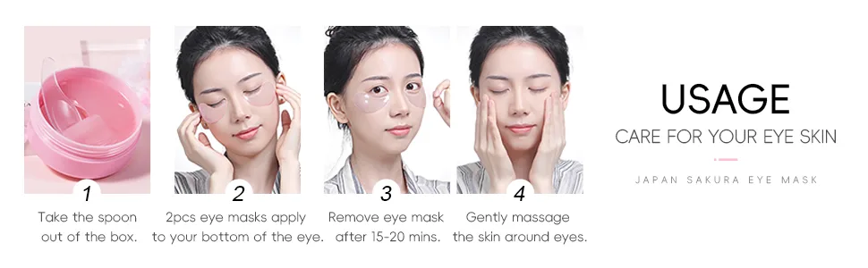 Eye Mask JAPAN SAKURA Eye Patch for Puffy Eyes Dark Circles Under Eye Bags 100pcs Nourishing Moisturizing - eye mask