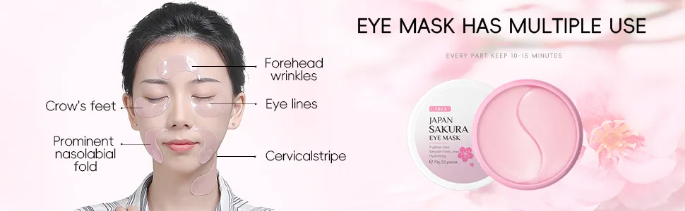 Eye Mask JAPAN SAKURA Eye Patch for Puffy Eyes Dark Circles Under Eye Bags 100pcs Nourishing Moisturizing - eye mask