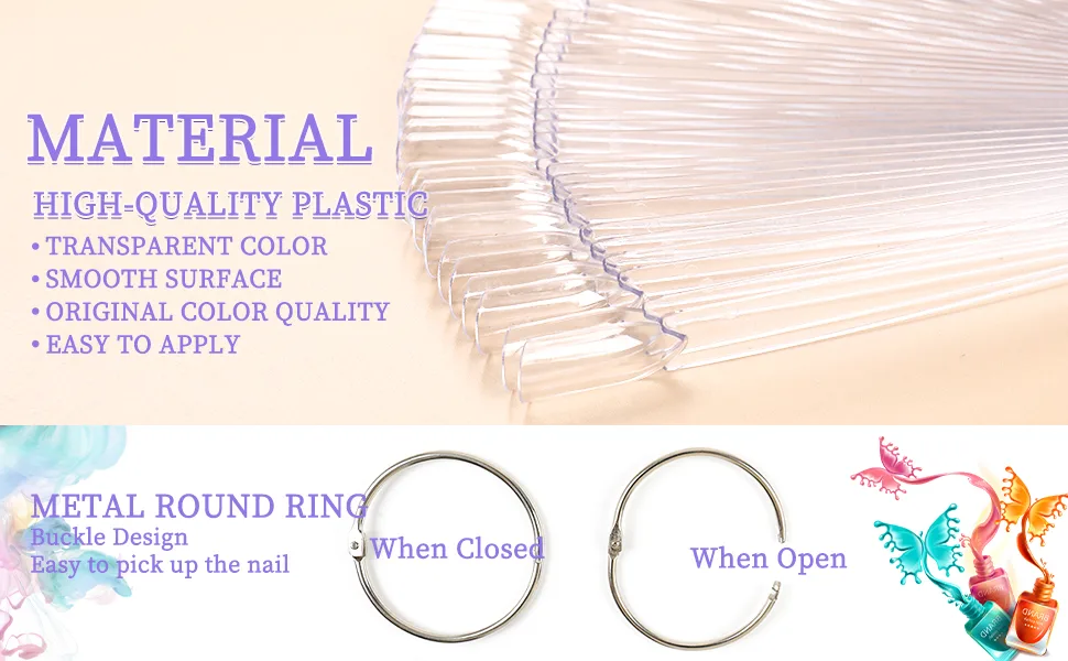 BQAN 100Pcs Nail Swatch Sticks with Ring Nails Art Display Nail Swatch Sticks | Nail Practice Sticks for Nail Polish Display Tips - Nail Swatch Sticks