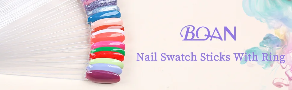 BQAN 100Pcs Nail Swatch Sticks with Ring Nails Art Display Nail Swatch Sticks | Nail Practice Sticks for Nail Polish Display Tips - Nail Swatch Sticks