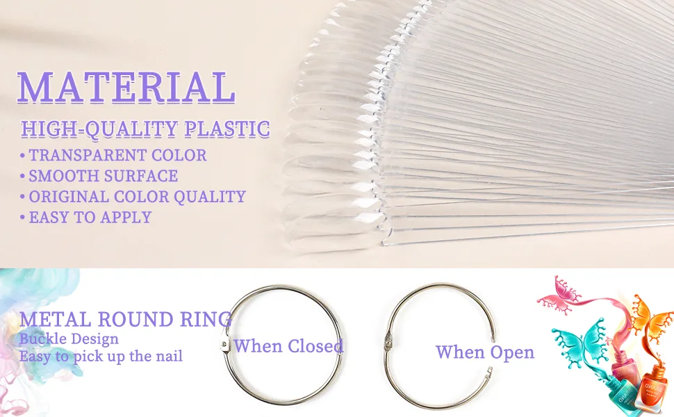 BQAN 100Pcs Nail Swatch Sticks with Ring Nails Art Display Nail Swatch Sticks | Nail Practice Sticks for Nail Polish Display Tips - Nail Swatch Sticks