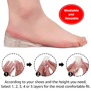 Dr.Foot Adjustable 5-Layer Height Increase Insoles, Silicone Heel Cushion Inserts for Men and Women, Gel Heel Lift Inserts for Leg Length Discrepancy Classic Version - 5-Layer Height Increase Insoles