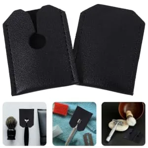 Safety Razor Case 2pcs shaver protective cover old fashioned artificial leather travel Razor Safety Razor Protector - product information 4