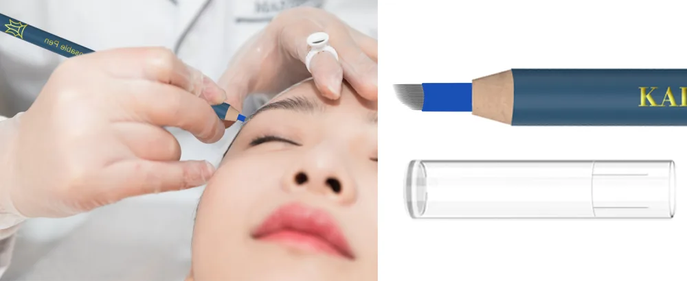 KAIQIKAIXI Microblading Eyebrow Pen (Pack Of 6) -Disposable Pen for Brows - Sterilized Blade Manual Eyebrow Pens Sterilized Blade Tools for Eyebrow (BROWN) - Microblading Eyebrow Pen