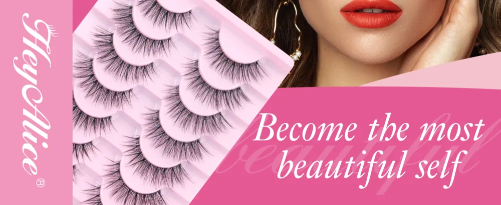 HeyAlice False Eyelashes Wispy Lashes Mink Fluffy Lashes Cat Eye Lashes Natural Eyelashes Wispy False Lashes 3D Strip Lashes 10 Pairs Lashes Pack Wispy Eyelashes - product information 2