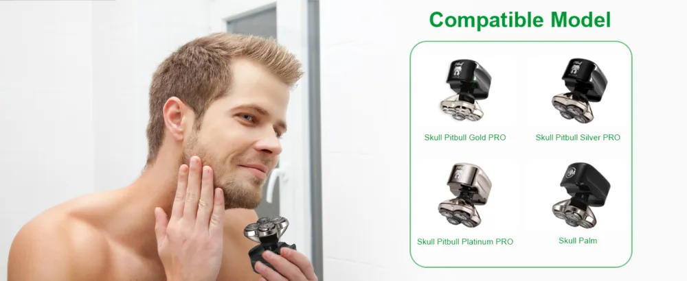 Shaver Replacement blades for Skull Pitbull Shaver Replacement Heads 4 PCS Shaver Head Replacement Blade for Skull Pitbull Gold PRO Platinum PRO Silver PRO Palm Replacement Head with 2 Brushes - product information 2