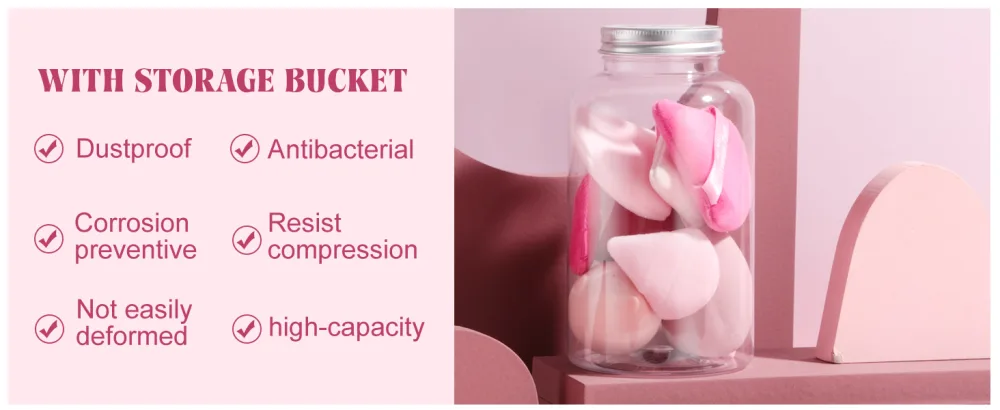 BS-MALL Makeup Sponge & Triangle Puff Set Pink for Mini Detailed Application Foundation Concealer Soft Pearl Cotton Sponge Pack of 10 - product information 5