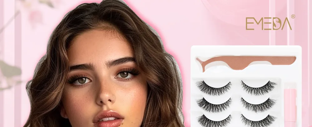 EMEDA Natural False Eyelashes Wool Curl False Lashes FLuffy Cat Eye Look 3D Wispy Wavy Lashes Look Like Extensions Wool Roll False Eyelashes for Beginners Daily 5 Pairs Pack with Glue (W14 6-12mm) - wool lash kit 5 pairs W14
