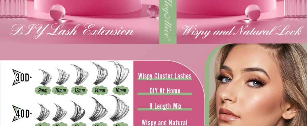 Wispy Lash Clusters 30D+40D Individual Lashes 320 Pcs Cluster Eyelash Extensions D Curl Cluster Lashes 9-16mm Eyelash Clusters by HeyAlice 30D+40D lash clusters - product information 2