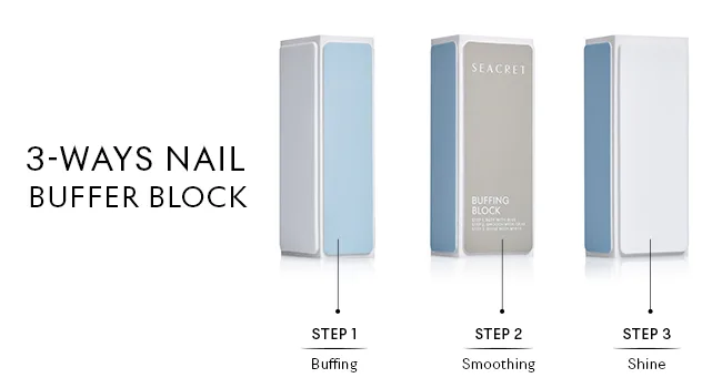 SEACRET - Professional Nail Buffing Block. 3 Ways Buffing Block The Secret for Shiny Nails. Manicure & Pedicure - Pack of 2 - Buffer steps