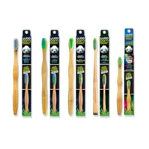 Woobamboo! Bamboo Toothbrush - Slim Handle - Soft Bristle - BPA Free Nylon Bristles - Eco-Friendly Biodegradable Compostable Vegan (Pack of 1) - Bamboo Toothbrushes for the entire family