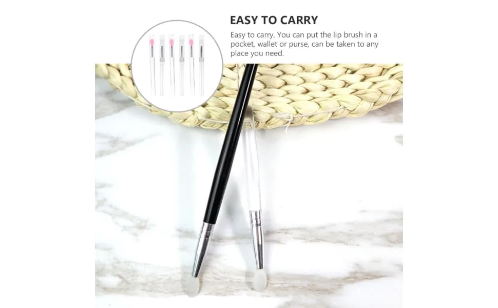 6pcs Silicone Lip Brush with Lid Cosmetic Lipstick Brush Eyeshadow Makeup Brush Eyeshadow Dustproof Lip Portable Lipstick Makeup Tools - product information 1