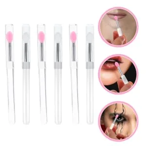 6pcs Silicone Lip Brush with Lid Cosmetic Lipstick Brush Eyeshadow Makeup Brush Eyeshadow Dustproof Lip Portable Lipstick Makeup Tools - product information 4
