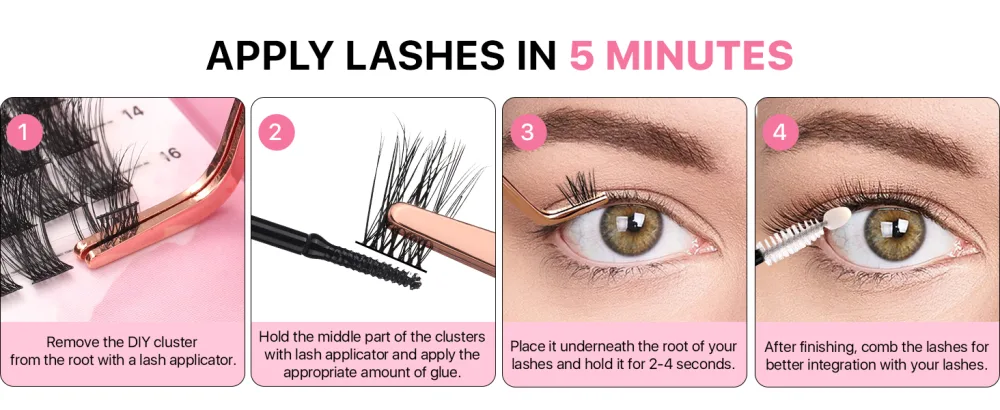 DIY Lash Extensions 72 Pcs Lash Clusters DIY Eyelash Extensions Individual Lashes Wispy False Eyelashes Super Thin Band Soft Mixed Tray Eyelash Clusters (Diamond D-8-16mix) - 72 Cluster Lashes