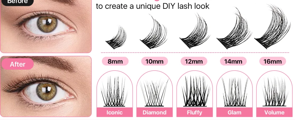 DIY Lash Extensions 72 Pcs Lash Clusters DIY Eyelash Extensions Individual Lashes Wispy False Eyelashes Super Thin Band Soft Mixed Tray Eyelash Clusters (Diamond D-8-16mix) - DIY Lash Extensions