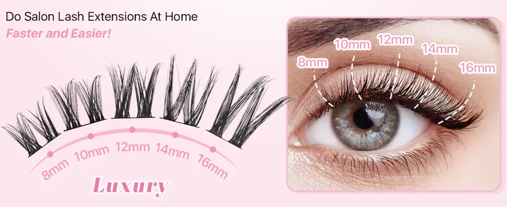 DIY Lash Extensions 72 Pcs Lash Clusters DIY Eyelash Extensions Individual Lashes Wispy False Eyelashes Super Thin Band Soft Mixed Tray Eyelash Clusters (Diamond D-8-16mix) - do salon lash extensions at home