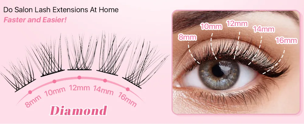 DIY Lash Extensions 72 Pcs Lash Clusters DIY Eyelash Extensions Individual Lashes Wispy False Eyelashes Super Thin Band Soft Mixed Tray Eyelash Clusters (Diamond D-8-16mix) - Individual Cluster Lashes